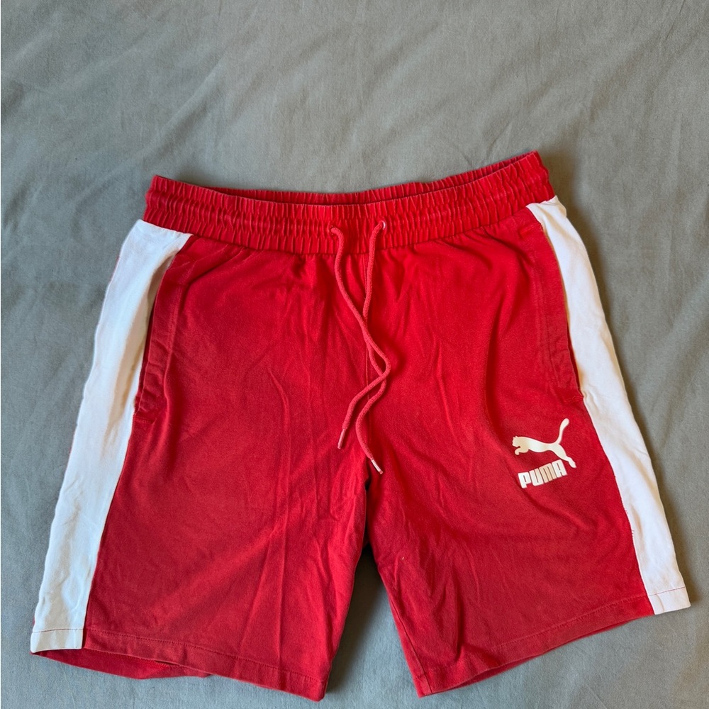 Puma Men's Red and White Athletic Shorts